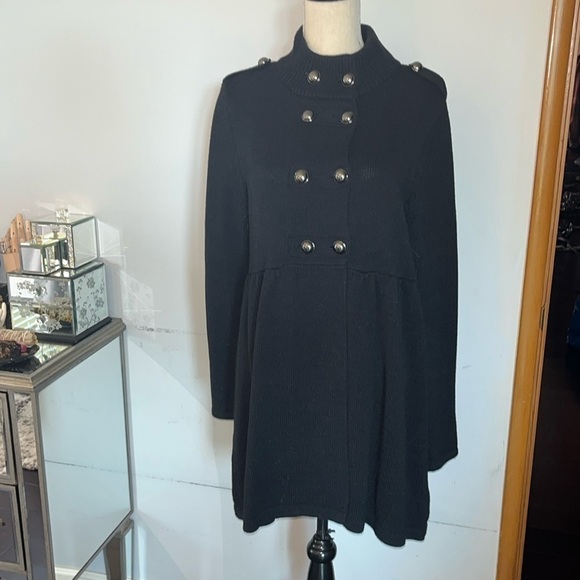 Style & Co. Women's Black Cardigan Sweater X-long Length Double Breasted Button - Picture 1 of 6